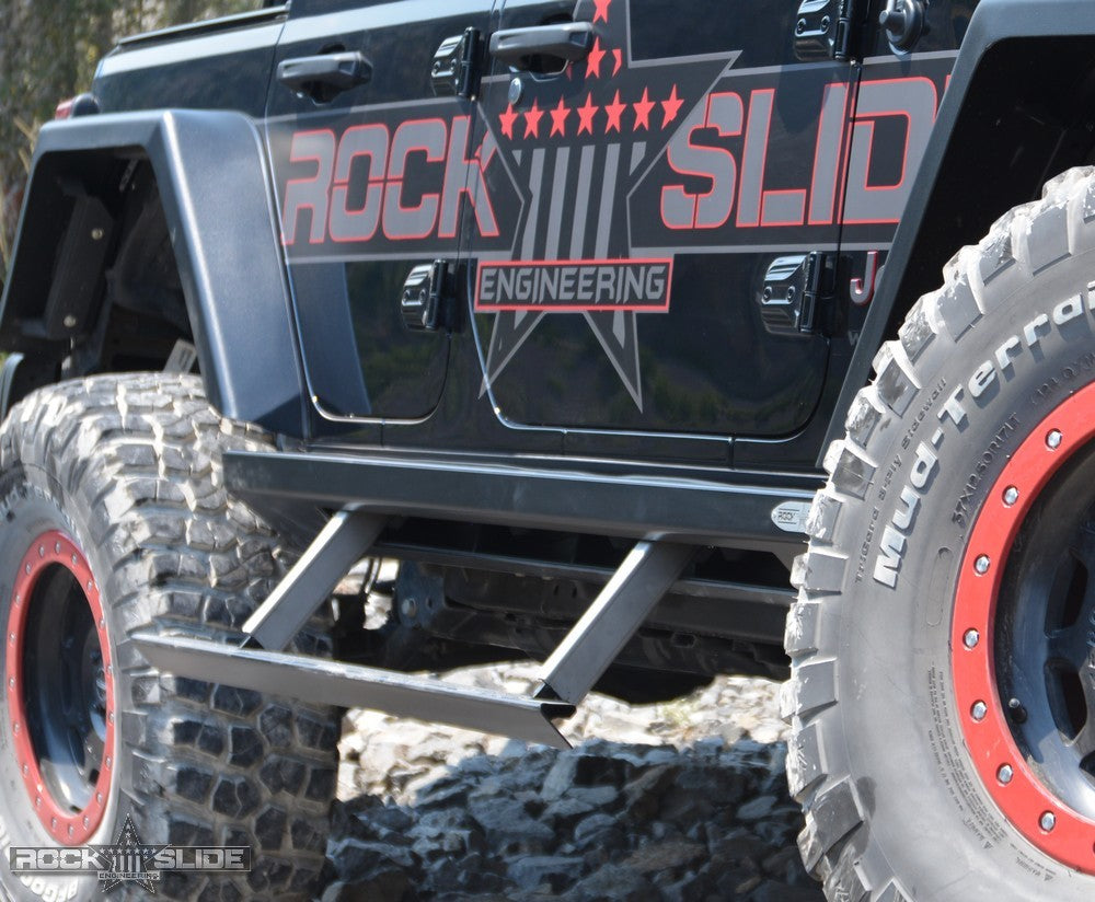 
                  
                    Jeep JL Side Step Sliders For 18-Pres Wrangler JL 4 Door Models Set Rock Slide Engineering
                  
                