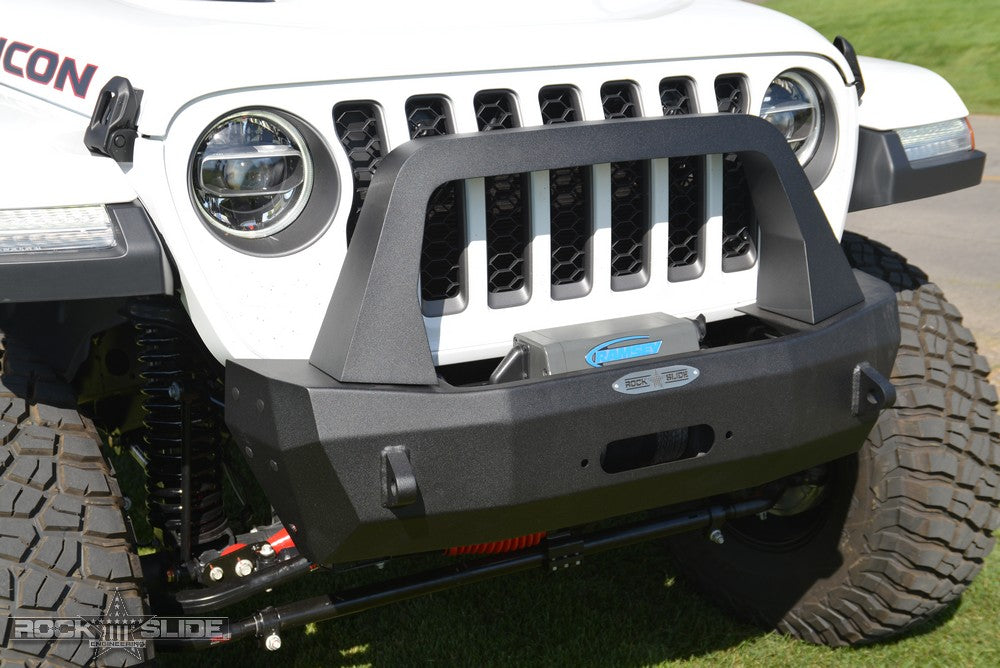 Jeep JL Shorty Front Bumper For 18-Pres Wrangler JL Complete With Winch Plate Rigid Series Rock Slide Engineering